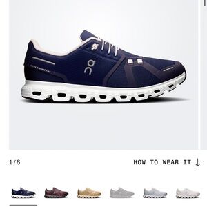 On Running Men’s Cloudflow Sneakers in Navy and White